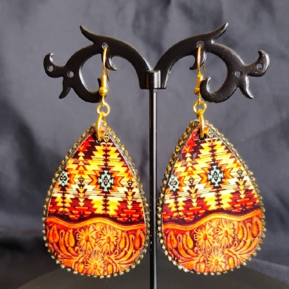 Hand Crafted Western Pattern Earrings